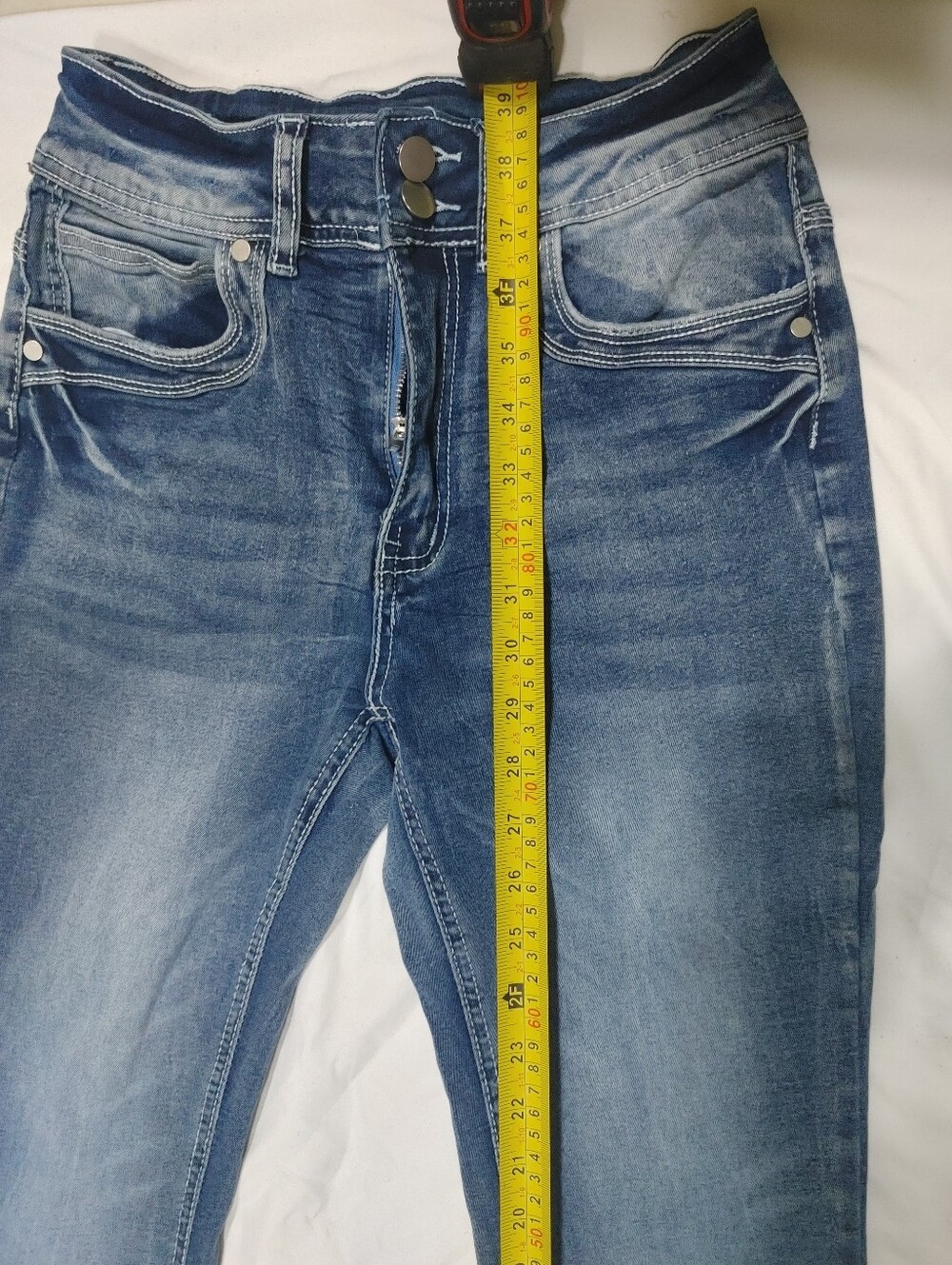 Dark Blue High-Waist Flare Jeans - Women's - Picture 9 of 14